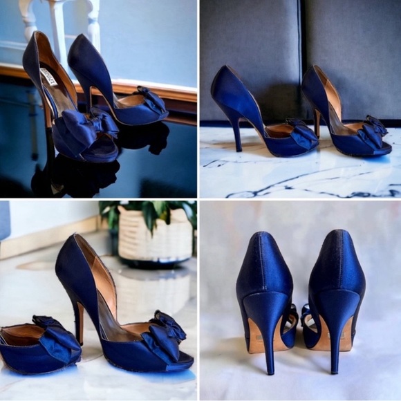 BADGLEY MISCHKA royal blue silk/satin beautiful bow Size 10. - Picture 17 of 17
